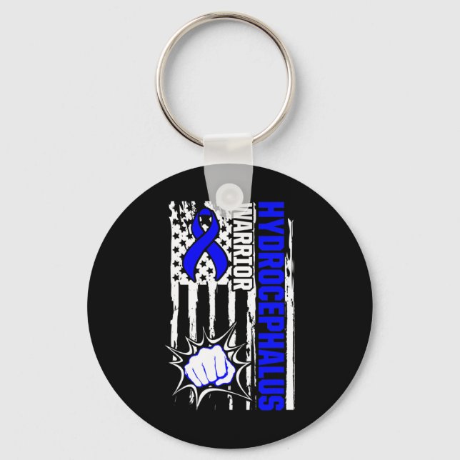 Hydrocephalus Survivor Inspiring Awareness Warrior Key Ring (Front)