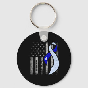 Hydrocephalus Survivor USA Flag Awareness Warrior  Key Ring