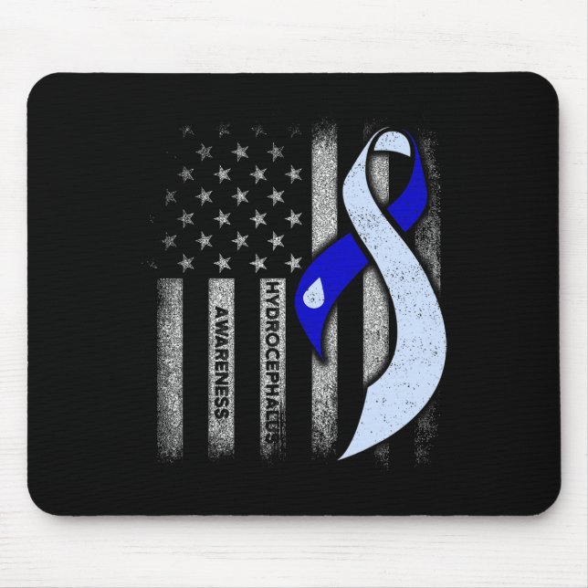 Hydrocephalus Survivor USA Flag Awareness Warrior  Mouse Mat (Front)