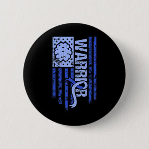 Hydrocephalus Warrior Flag Blue Ribbon Awareness M 6 Cm Round Badge