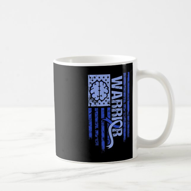 Hydrocephalus Warrior Flag Blue Ribbon Awareness M Coffee Mug (Right)