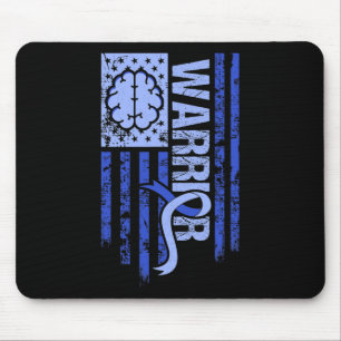 Hydrocephalus Warrior Flag Blue Ribbon Awareness M Mouse Mat
