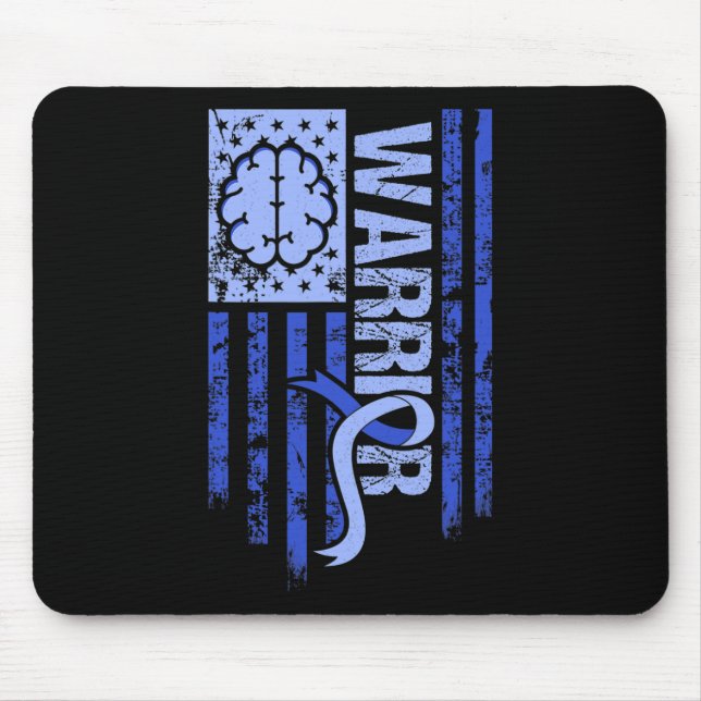 Hydrocephalus Warrior Flag Blue Ribbon Awareness M Mouse Mat (Front)