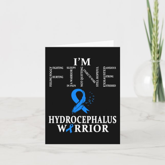 Hydrocephalus Warrior I'm Fine Feather  Card (Front)