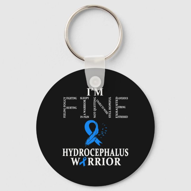 Hydrocephalus Warrior I'm Fine Feather  Key Ring (Front)