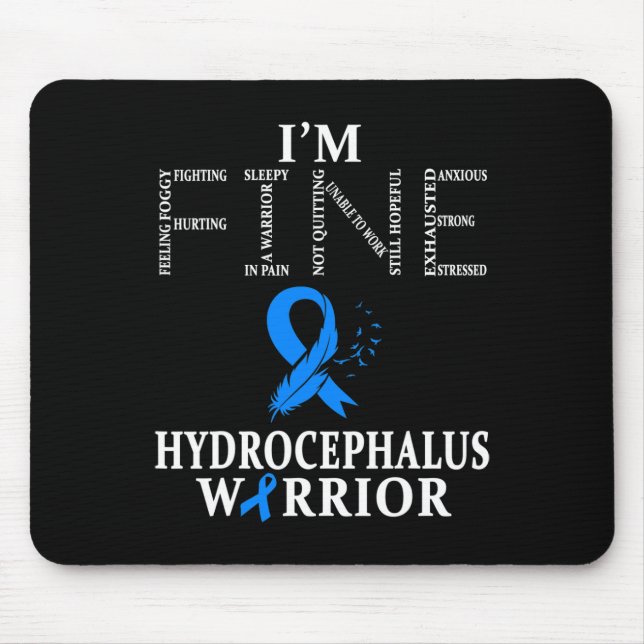Hydrocephalus Warrior I'm Fine Feather  Mouse Mat (Front)