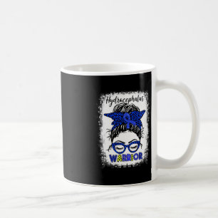 Hydrocephalus Warrior Messy Bun Blue Ribbon Leopar Coffee Mug