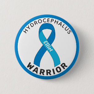 Hydrocephalus Warrior Ribbon White Button