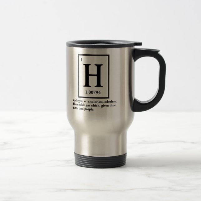 hydrogen - a gas which turns into people travel mug (Right)