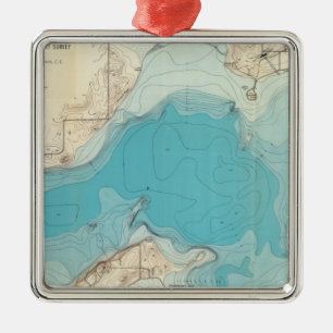 Hydrographic map Lake Mendota Metal Tree Decoration
