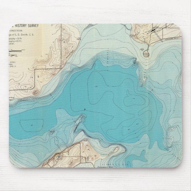 Hydrographic map Lake Mendota Mouse Mat (Front)