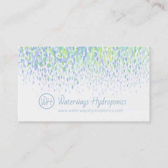 Hydroponics water based business drip watercolor card (Front)