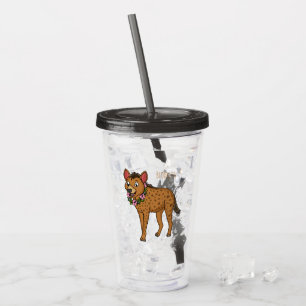 Hyena and flowers cartoon illustration acrylic tumbler