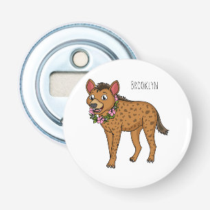 Hyena and flowers cartoon illustration bottle opener