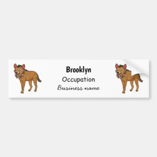 Hyena and flowers cartoon illustration bumper sticker