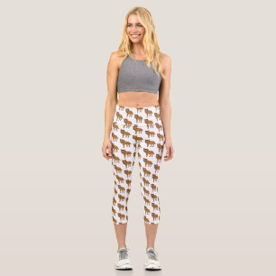 Hyena and flowers cartoon illustration capri leggings