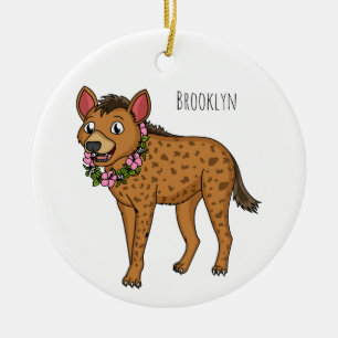 Hyena and flowers cartoon illustration  ceramic tree decoration