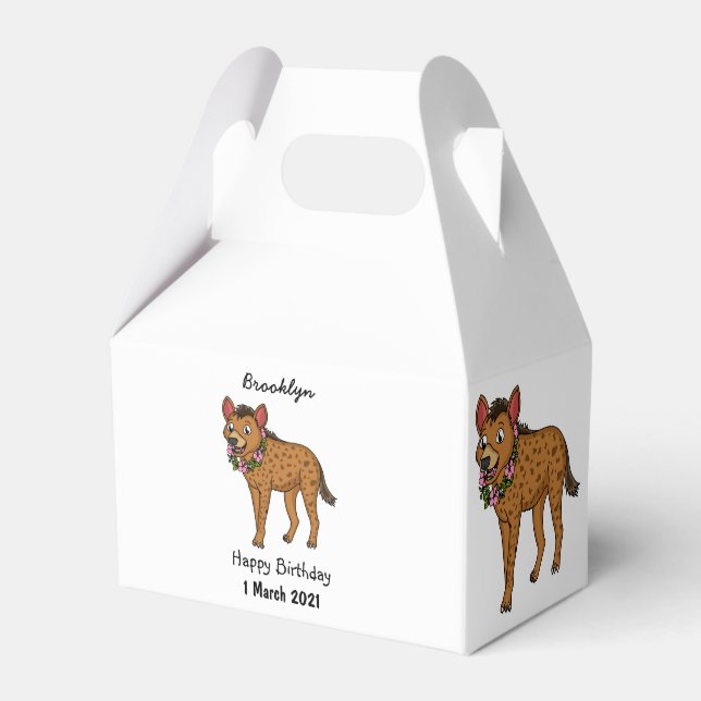 Hyena and flowers cartoon illustration favour box (Front Side)
