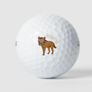 Hyena and flowers cartoon illustration golf balls