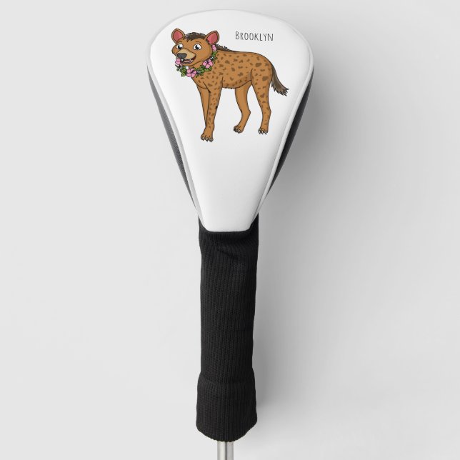 Hyena and flowers cartoon illustration golf head cover (Front)