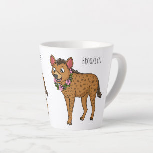 Hyena and flowers cartoon illustration  latte mug