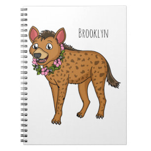 Hyena and flowers cartoon illustration notebook