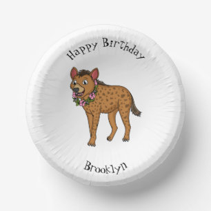 Hyena and flowers cartoon illustration paper plate