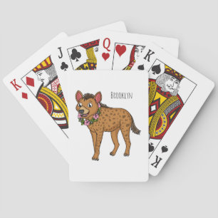 Hyena and flowers cartoon illustration playing cards
