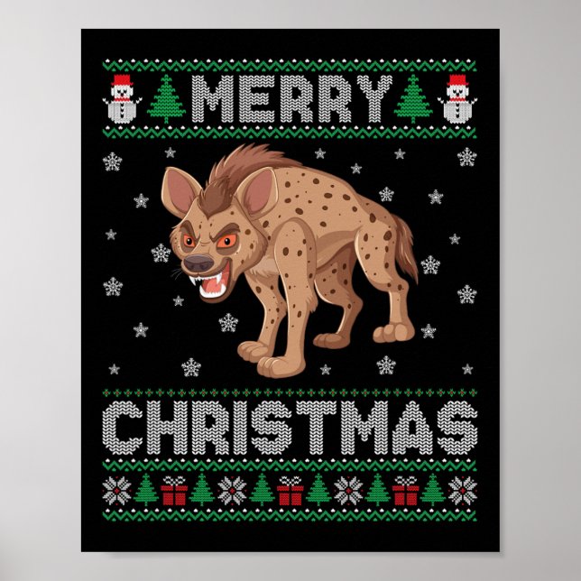 Hyena Animal Men Women Kids Ugly Christmas Sweater Poster (Front)
