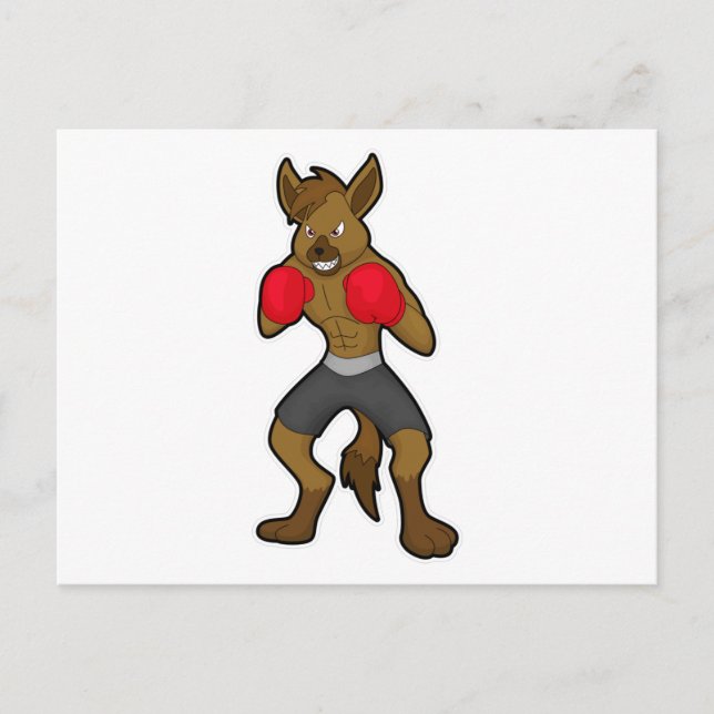 Hyena at Boxing with Boxing gloves Postcard (Front)