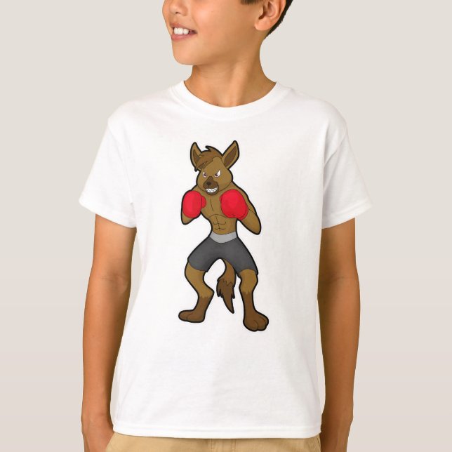 Hyena at Boxing with Boxing gloves T-Shirt (Front)