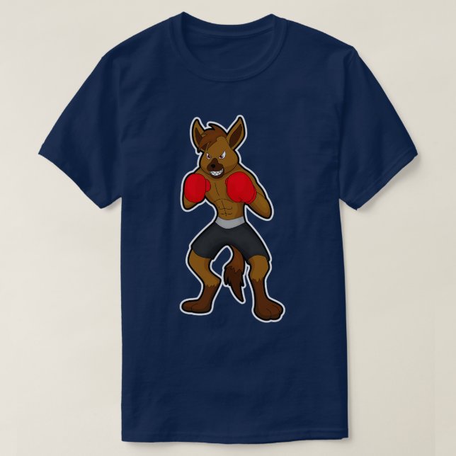 Hyena at Boxing with Boxing gloves T-Shirt (Design Front)