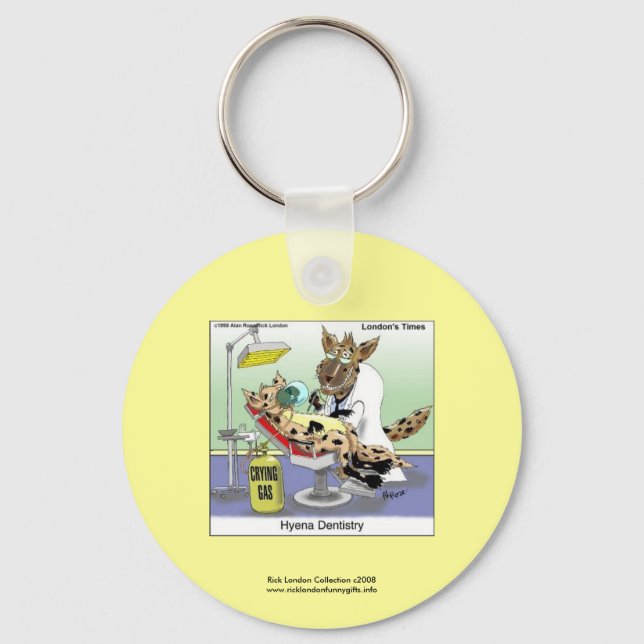 Hyena Dentistry Cartoon Funny Key Chain (Front)