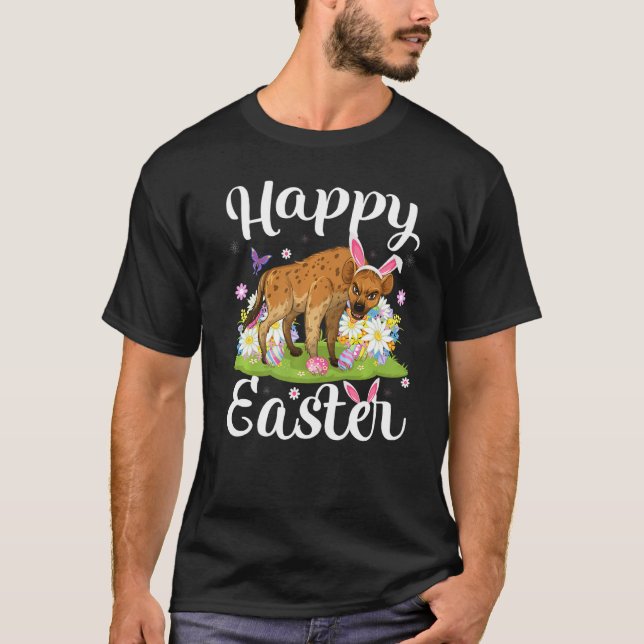 Hyena Easter Egg Hunting Floral Hyena Easter Sunda T-Shirt (Front)