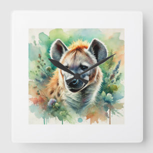 Hyena in the Sunlight 160924AREF103 - Watercolor Square Wall Clock