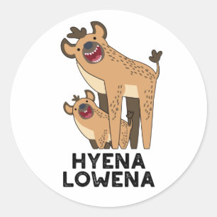 Hyena Lowena Funny Animal Hyena Pun  Classic Round Sticker