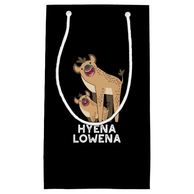 Hyena Lowena Funny Animal Hyena Pun Dark BG Small Gift Bag (Front)