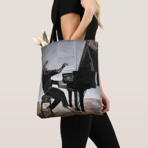 Hyena Piano Music Player Fantasy Art Graphic Tote Bag