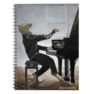 Hyena Piano Music Player Fantasy Spiral Notebook