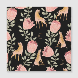 Hyena & Protea: Dark Vintage Pattern
