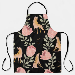 Hyena & Protea: Dark Vintage Pattern Apron