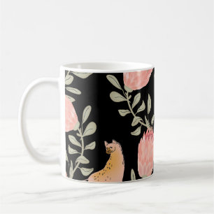 Hyena & Protea: Dark Vintage Pattern Coffee Mug