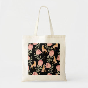 Hyena & Protea: Dark Vintage Pattern Tote Bag