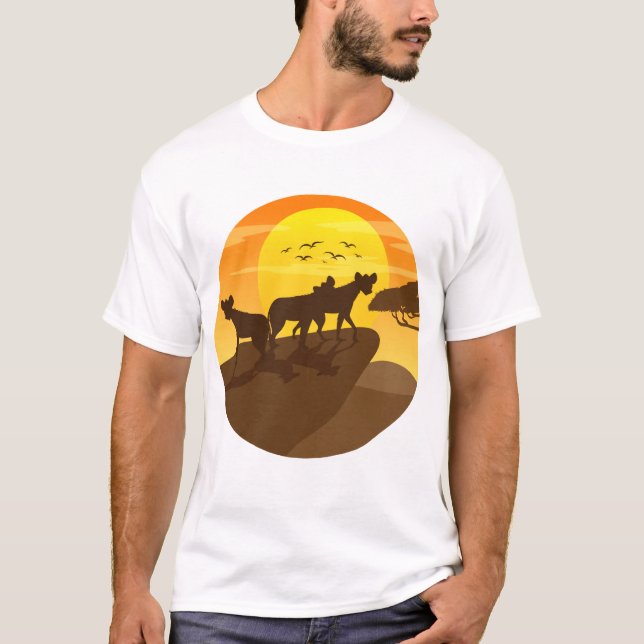 Hyena Silhouette Savanna Forest Art T-Shirt (Front)