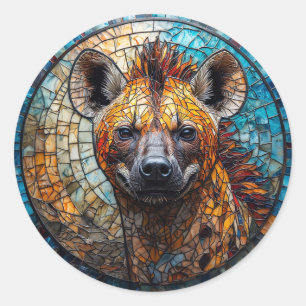 ✨ Hyena Wildlife Mosaic Art Classic Round Sticker