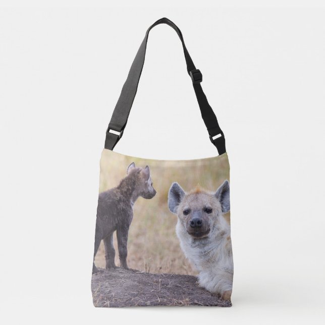 Hyena with young one crossbody bag (Front)