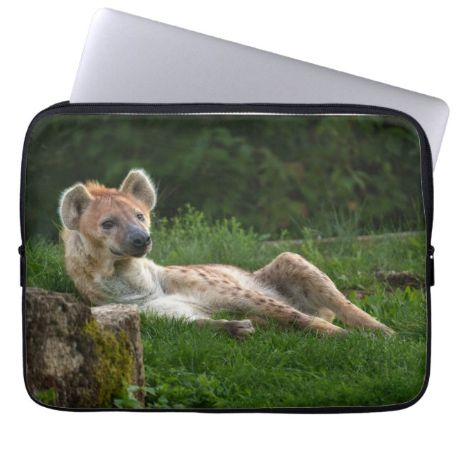 Hyena's Bliss Capturing Nature's Smiles Laptop Sleeve (Front)