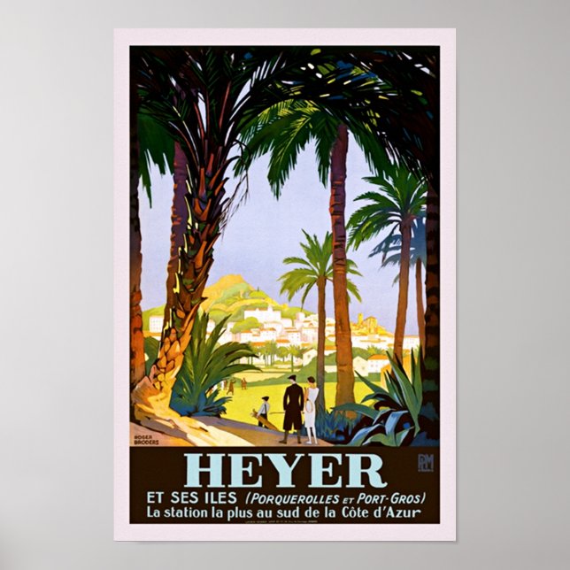 Hyeres France Vintage Travel Advertising Poster (Front)