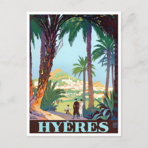Hyeres France vintage travel Postcard