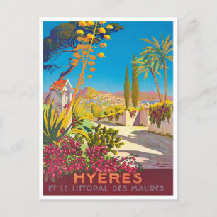 Hyeres France vintage travel Postcard